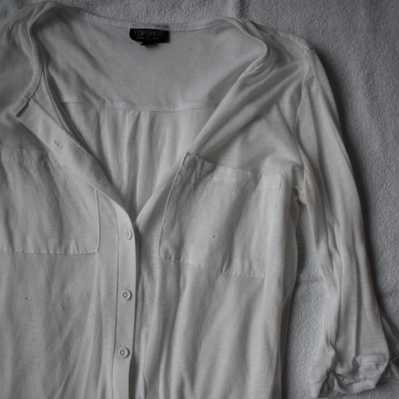 Topshop white cotton button up - Picture 6 of 8
